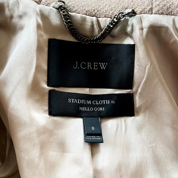 J. Crew Stadium Cloth Tan Wool Coat Jacket Womens Sz 8